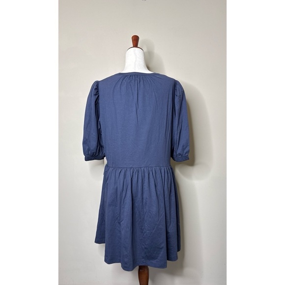Summersalt The Luxe Pima Puff Sleeve Mini Dress Midnight Blue Size Large - Picture 3 of 7